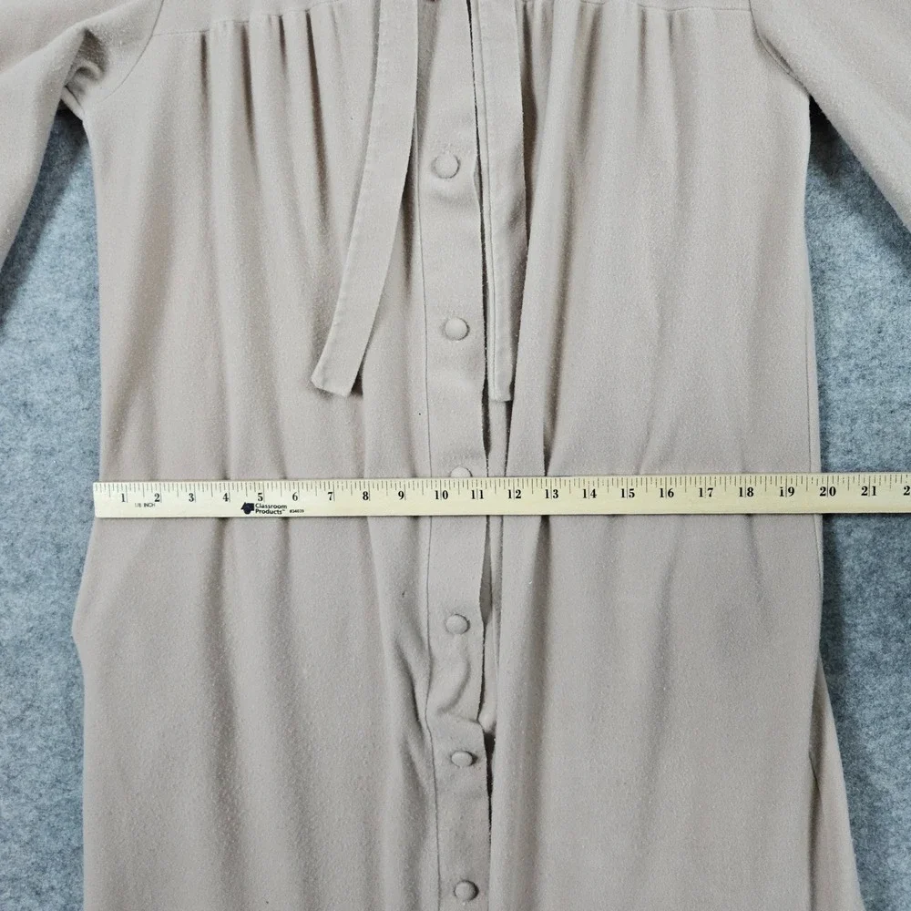 Rutledge Vintage Beige Button Front Lounge Robe Long Sleeve Pleated Size M FLAWS